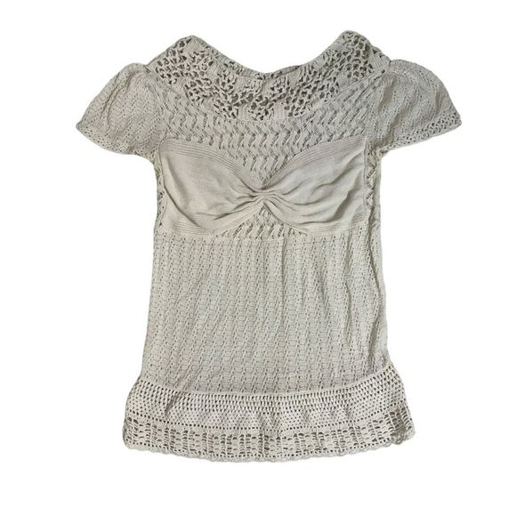 BCBGMAXAZRIA Runway Silk Blend Crochet Lace Top Size Small - Picture 1 of 16